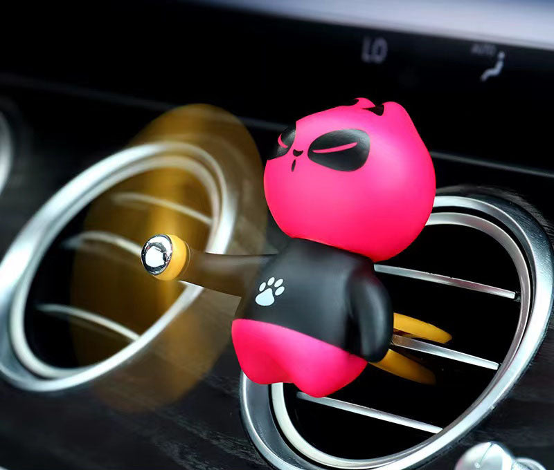 車 芳香剤 プロペラ 車の芳香剤 車 エアコン 消臭 プロペラ プロペラ アロマディフューザー 可愛い パンダ 螺旋回転 消臭 除菌 カー用品 風がある限り回転し続ける(香ばしいフレーク3個付き)