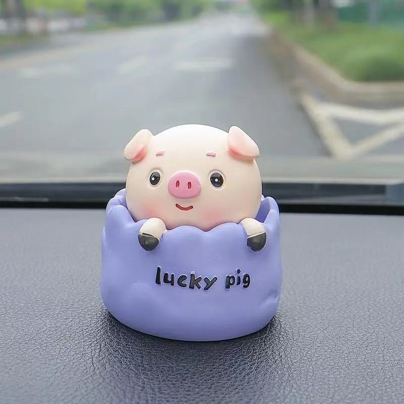 カー用品 可愛い首振り子豚の車内擺飾 インテリア コンソール擺飾