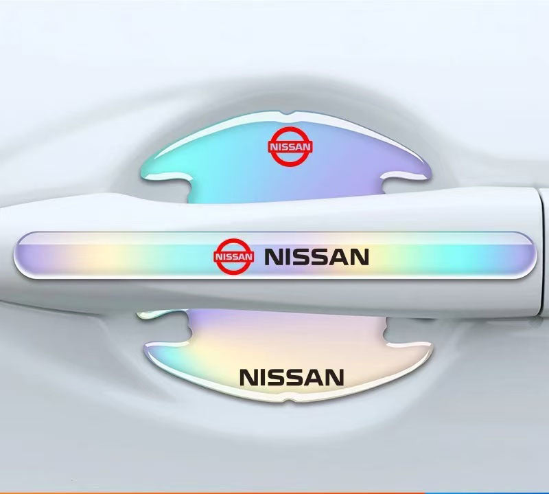 車用品 夜光レーザーカラー (8個セット) 傷防止ドアエッジガード、ドアハンドルプロテクター、ドアエッジプロテクター、ハンドル傷防止ステッカー、装飾