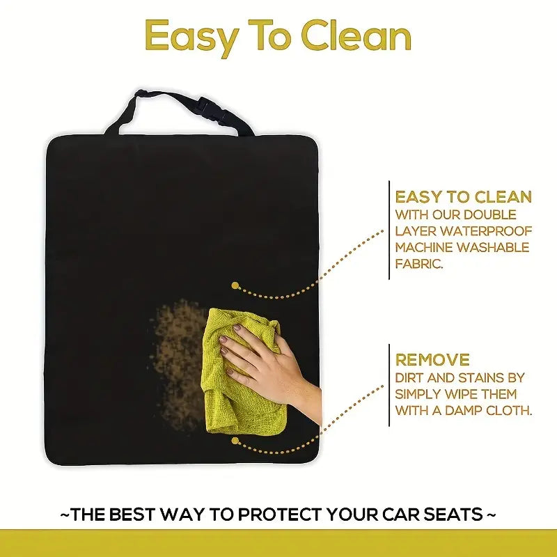 車のシートバック キックプロテクター - 2枚入り 防水ポリエステル製 自動車シートカバー 擦り傷、汚れ、泥、染みから保護