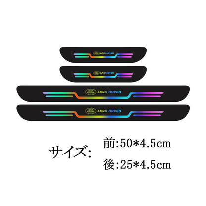 車のドアシルプロテクター、４枚入り。車のロゴ付き、ステップガード、傷防止、フットペダル保護ステッカー、ドアステップデコレーション、耐擦傷ストリップ