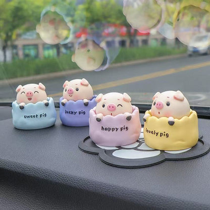 カー用品　可愛い首振り子豚の車内擺飾 インテリア コンソール擺飾