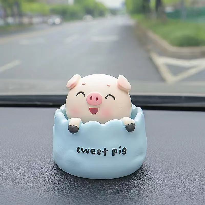 カー用品　可愛い首振り子豚の車内擺飾 インテリア コンソール擺飾