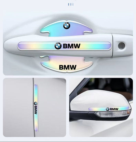 車用品　夜光レーザーカラー （8個セット） 傷防止ドアエッジガード、ドアハンドルプロテクター、ドアエッジプロテクター、ハンドル傷防止ステッカー、装飾