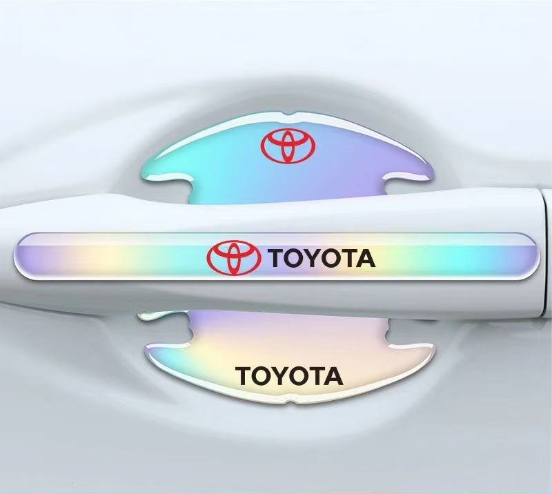 車用品　夜光レーザーカラー （8個セット） 傷防止ドアエッジガード、ドアハンドルプロテクター、ドアエッジプロテクター、ハンドル傷防止ステッカー、装飾