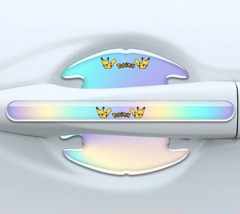 車用品　夜光レーザーカラー （8個セット） 傷防止ドアエッジガード、ドアハンドルプロテクター、ドアエッジプロテクター、ハンドル傷防止ステッカー、装飾