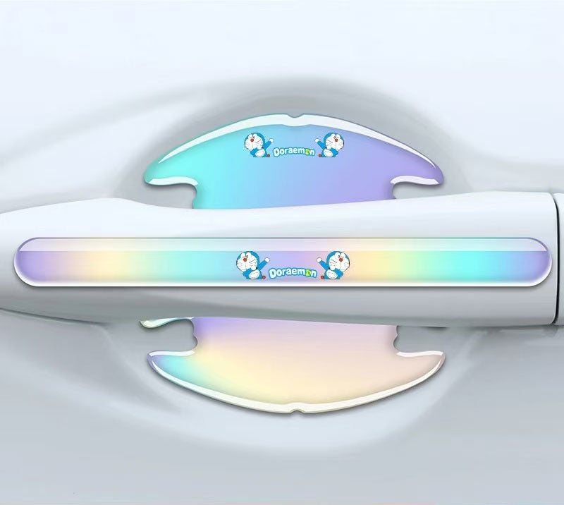 車用品　夜光レーザーカラー （8個セット） 傷防止ドアエッジガード、ドアハンドルプロテクター、ドアエッジプロテクター、ハンドル傷防止ステッカー、装飾