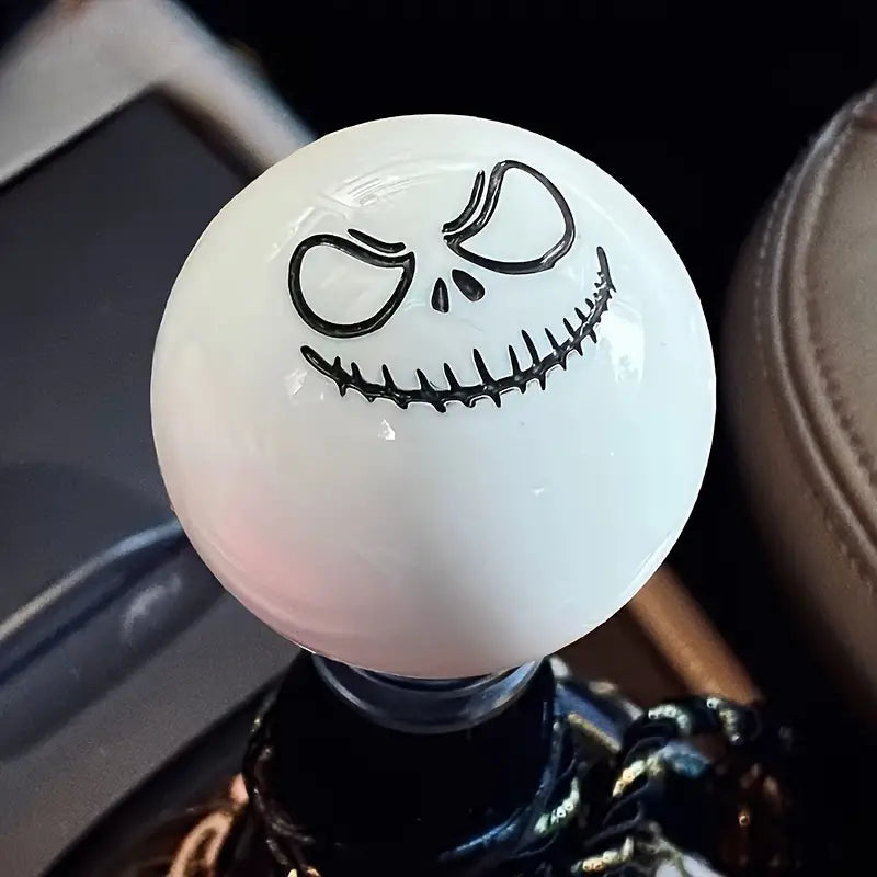 汎用フィット車用シフトノブ、マニュアル/オートマチックトランスミッション対応、スマイリングスカルデザイン、車両内装装飾アクセサリー