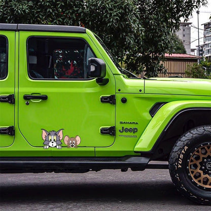 カーステッカー猫とマウストムジェリークリエイティブカートーンステッカーオートバイエレクトリックボディガラス装飾カーステッカー