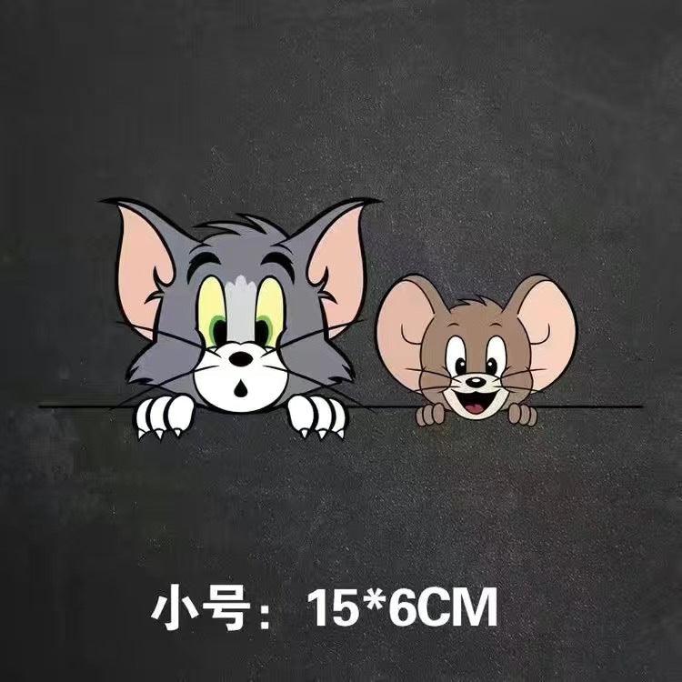 カーステッカー猫とマウストムジェリークリエイティブカートーンステッカーオートバイエレクトリックボディガラス装飾カーステッカー